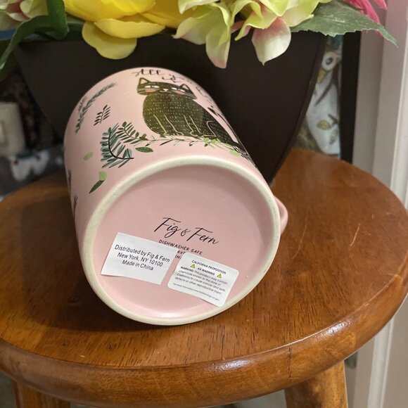 Fig & Fern Ceramic "All You Need Is Love And A Cat" Pink Mug - NWT - Picture 4 of 4